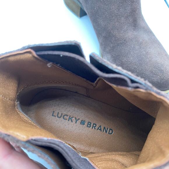 Lucky Brand Benissa Brown Suede Booties Size‎ 6 - Picture 4 of 9